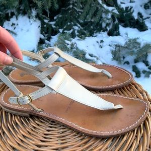 rare Stefano Stefani Made in Italy Leather T-Thong Sandal Flats Size 39